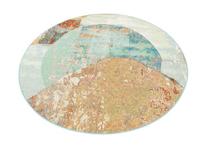 Multicolor 6' 1 x 6' 1 Outdoor Modern Round Area Rug Weather Resistant for Patio, Deck, Terrace, Balcony, Porch 100% Polypropylene Modern Outside Carpet for Sale at Rug Engine