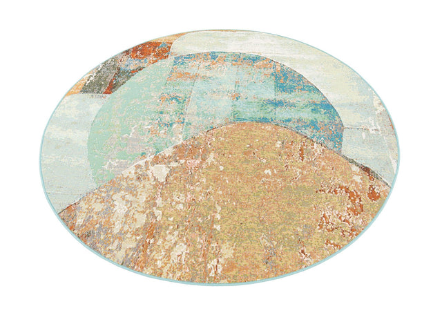 Multicolor 6' 1 x 6' 1 Outdoor Modern Round Area Rug Weather Resistant for Patio, Deck, Terrace, Balcony, Porch 100% Polypropylene Modern Outside Carpet for Sale at Rug Engine