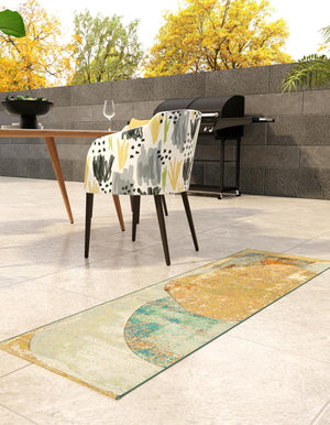 Multicolor 2' x 5' 1 Outdoor Modern Runner Area Rug Weather Resistant for Patio, Deck, Terrace, Balcony, Porch 100% Polypropylene Modern Outside Carpet for Sale at Rug Engine