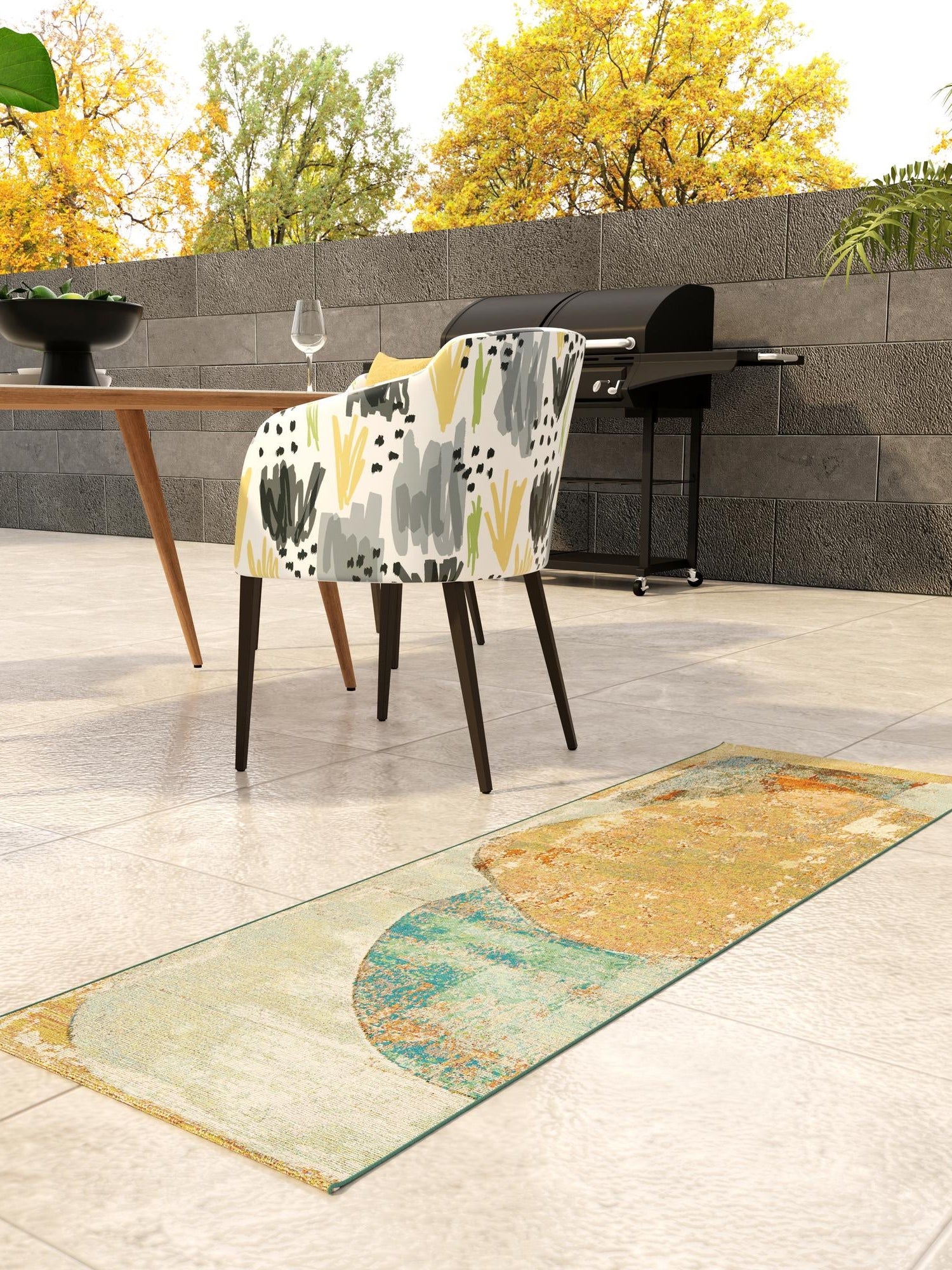 Multicolor 2' x 8' Outdoor Modern Runner Area Rug Weather Resistant for Patio, Deck, Terrace, Balcony, Porch 100% Polypropylene Modern Outside Carpet for Sale at Rug Engine