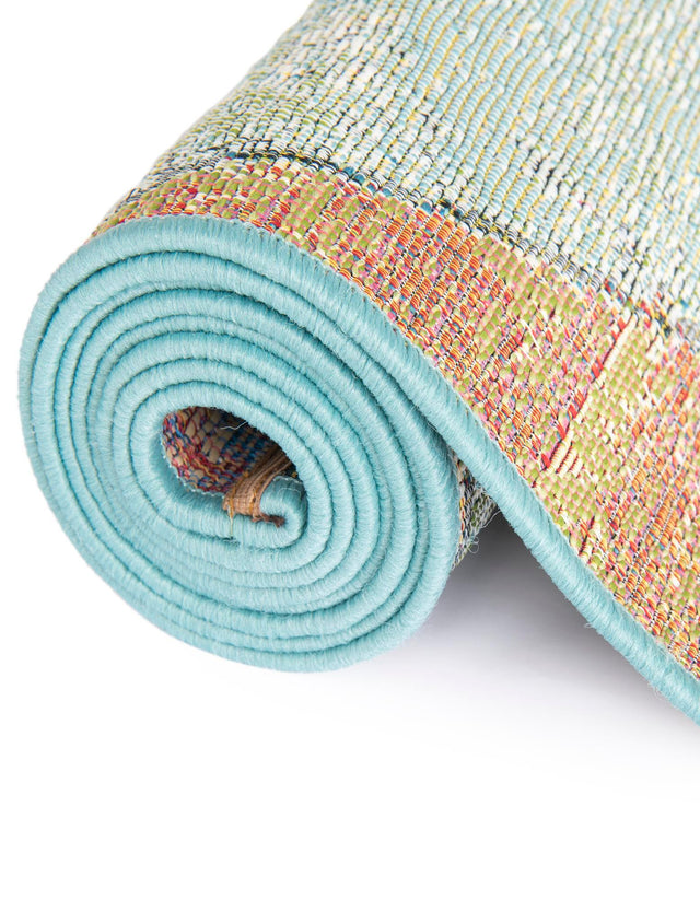 Multicolor 2' x 6' 1 Outdoor Modern Runner Area Rug Weather Resistant for Patio, Deck, Terrace, Balcony, Porch 100% Polypropylene Modern Outside Carpet for Sale at Rug Engine