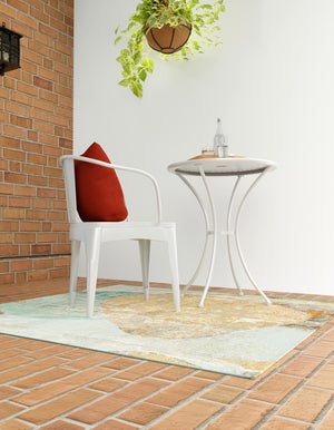 Multicolor 10' x 10' Outdoor Modern Square Area Rug Weather Resistant for Patio, Deck, Terrace, Balcony, Porch 100% Polypropylene Modern Outside Carpet for Sale at Rug Engine