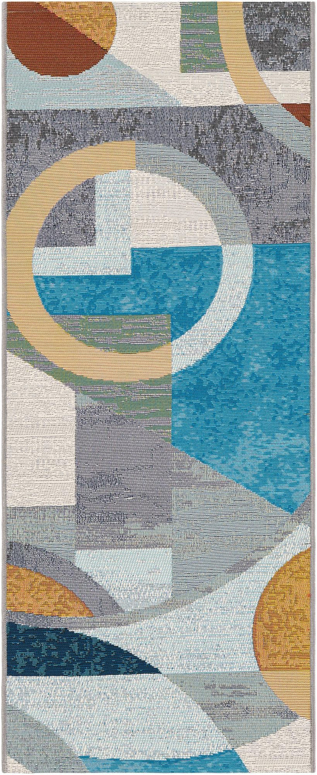 Multicolor 2' x 5' 1 Outdoor Modern Runner Area Rug Weather Resistant for Patio, Deck, Terrace, Balcony, Porch 100% Polypropylene Modern Outside Carpet for Sale at Rug Engine