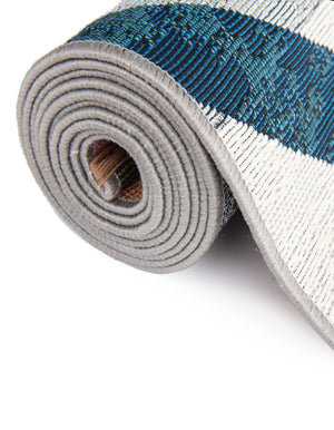 Multicolor 2' x 5' 1 Outdoor Modern Runner Area Rug Weather Resistant for Patio, Deck, Terrace, Balcony, Porch 100% Polypropylene Modern Outside Carpet for Sale at Rug Engine