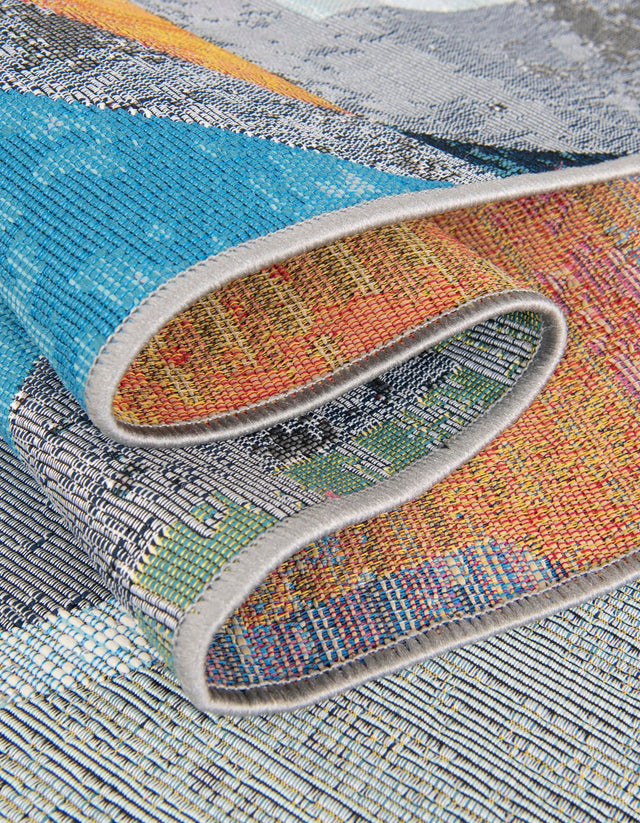 Multicolor 2' x 5' 1 Outdoor Modern Runner Area Rug Weather Resistant for Patio, Deck, Terrace, Balcony, Porch 100% Polypropylene Modern Outside Carpet for Sale at Rug Engine