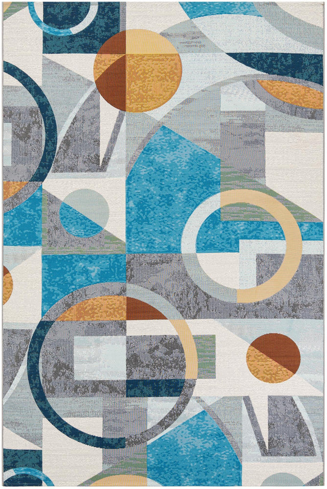 Multicolor 6' 1 x 9' Outdoor Modern Rectangle Area Rug Weather Resistant for Patio, Deck, Terrace, Balcony, Porch 100% Polypropylene Modern Outside Carpet for Sale at Rug Engine