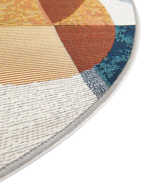 Multicolor 3' 3 x 3' 3 Outdoor Modern Round Area Rug Weather Resistant for Patio, Deck, Terrace, Balcony, Porch 100% Polypropylene Modern Outside Carpet for Sale at Rug Engine