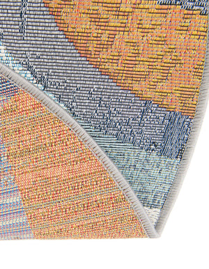 Multicolor 4' 1 x 4' 1 Outdoor Modern Round Area Rug Weather Resistant for Patio, Deck, Terrace, Balcony, Porch 100% Polypropylene Modern Outside Carpet for Sale at Rug Engine