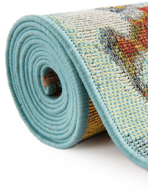 Multicolor 6' 1 x 9' Outdoor Botanical Rectangle Area Rug Weather Resistant for Patio, Deck, Terrace, Balcony, Porch Polypropylene Garden Floral Tropical Carpet for Sale at Rug Engine