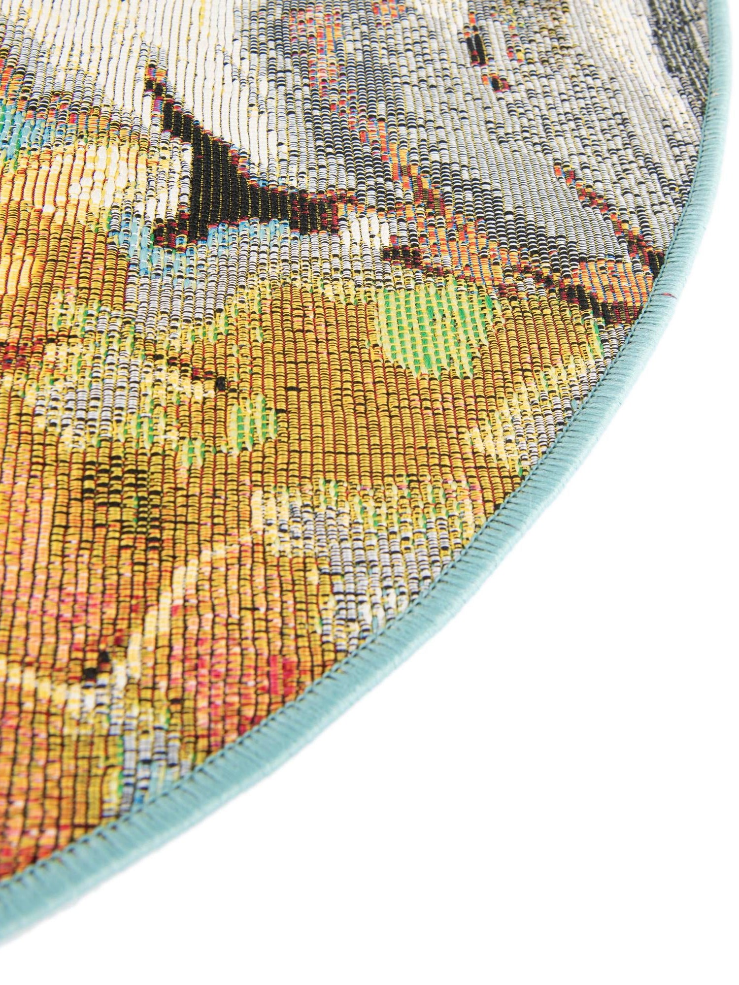 Multicolor 7' 10 x 7' 10 Outdoor Botanical Round Area Rug Weather Resistant for Patio, Deck, Terrace, Balcony, Porch Polypropylene Garden Floral Tropical Carpet for Sale at Rug Engine