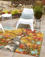 Multicolor 10' x 10' Outdoor Botanical Square Area Rug Weather Resistant for Patio, Deck, Terrace, Balcony, Porch Polypropylene Garden Floral Tropical Carpet for Sale at Rug Engine