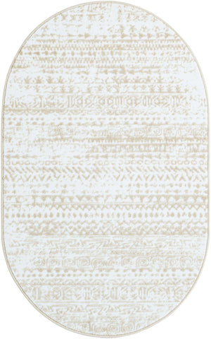 Snow White 3' 3 x 5' 3 Hermitage Oval Area Rug 55% Polypropylene & 45% Polyester Easy Clean Stain-Resistant Carpet for Living, Office, Dorm Rooms for Sale at Rug Engine