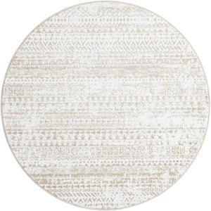 Snow White 5' 3 x 5' 3 Hermitage Round Area Rug 55% Polypropylene & 45% Polyester Easy Clean Stain-Resistant Carpet for Living, Office, Dorm Rooms for Sale at Rug Engine