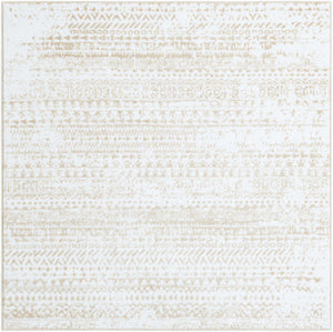 Snow White 5' 3 x 5' 3 Hermitage Square Area Rug 55% Polypropylene & 45% Polyester Easy Clean Stain-Resistant Carpet for Living, Office, Dorm Rooms for Sale at Rug Engine