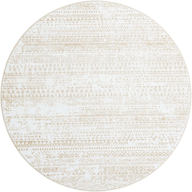 Snow White 7' 1 x 7' 1 Hermitage Round Area Rug 55% Polypropylene & 45% Polyester Easy Clean Stain-Resistant Carpet for Living, Office, Dorm Rooms for Sale at Rug Engine