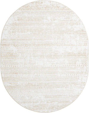 Snow White 7' 10 x 10' Hermitage Oval Area Rug 55% Polypropylene & 45% Polyester Easy Clean Stain-Resistant Carpet for Living, Office, Dorm Rooms for Sale at Rug Engine