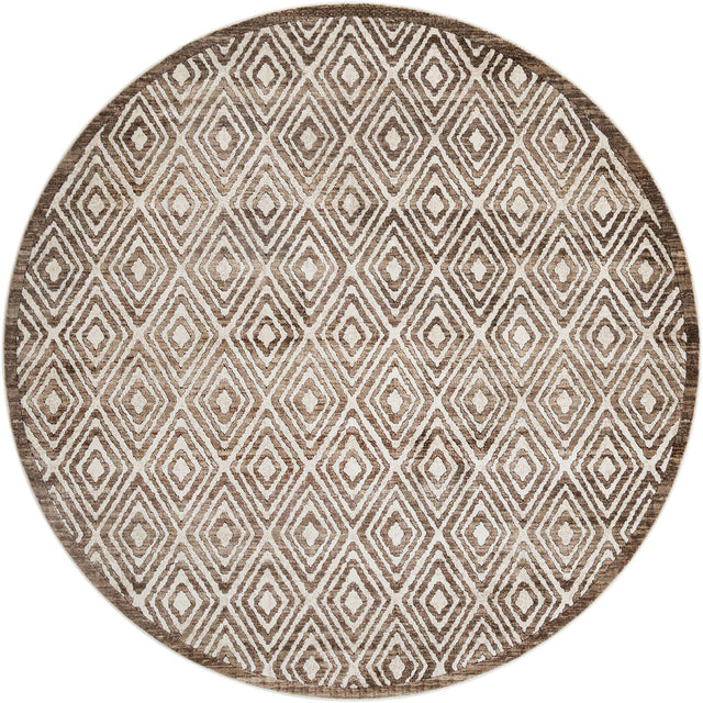 Chocolate Brown 10' x 10' Hermitage Round Area Rug 55% Polypropylene & 45% Polyester Easy Clean Stain-Resistant Carpet for Living, Office, Dorm Rooms for Sale at Rug Engine