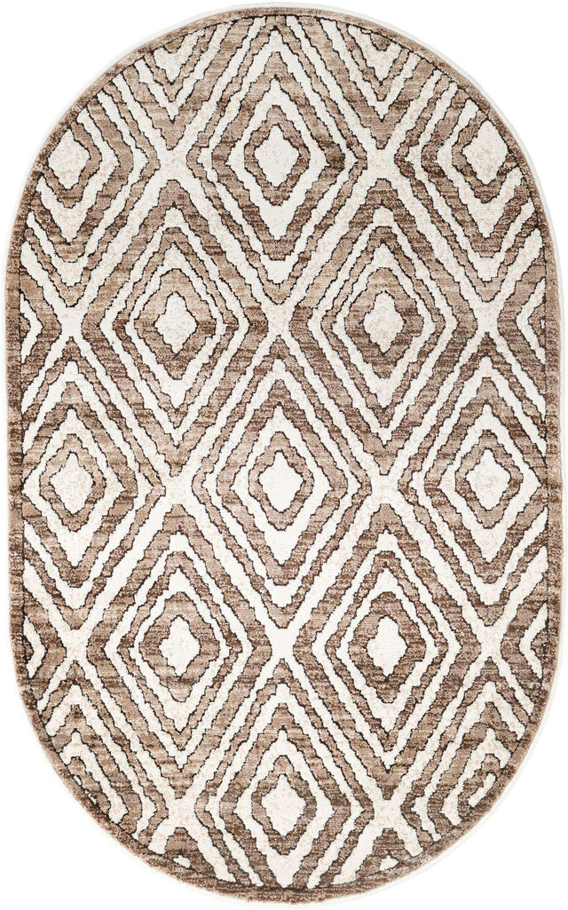 Chocolate Brown 3' 3 x 5' 3 Hermitage Oval Area Rug 55% Polypropylene & 45% Polyester Easy Clean Stain-Resistant Carpet for Living, Office, Dorm Rooms for Sale at Rug Engine