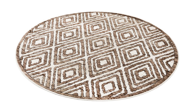Chocolate Brown 5' 3 x 5' 3 Hermitage Round Area Rug 55% Polypropylene & 45% Polyester Easy Clean Stain-Resistant Carpet for Living, Office, Dorm Rooms for Sale at Rug Engine