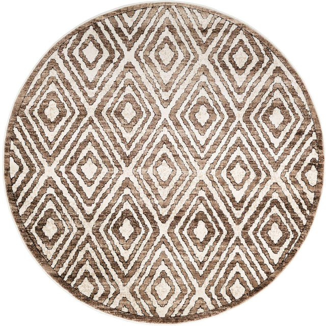Chocolate Brown 5' 3 x 5' 3 Hermitage Round Area Rug 55% Polypropylene & 45% Polyester Easy Clean Stain-Resistant Carpet for Living, Office, Dorm Rooms for Sale at Rug Engine