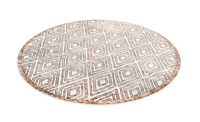 Chocolate Brown 7' 1 x 7' 1 Hermitage Round Area Rug 55% Polypropylene & 45% Polyester Easy Clean Stain-Resistant Carpet for Living, Office, Dorm Rooms for Sale at Rug Engine