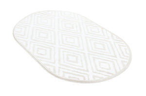 Snow White 3' 3 x 5' 3 Hermitage Oval Area Rug 55% Polypropylene & 45% Polyester Easy Clean Stain-Resistant Carpet for Living, Office, Dorm Rooms for Sale at Rug Engine