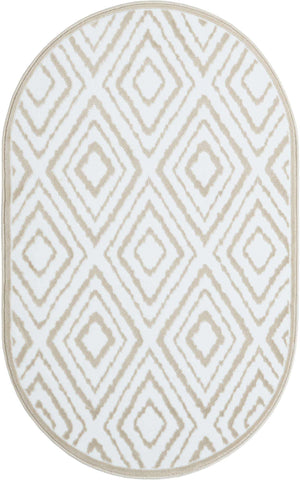 Snow White 3' 3 x 5' 3 Hermitage Oval Area Rug 55% Polypropylene & 45% Polyester Easy Clean Stain-Resistant Carpet for Living, Office, Dorm Rooms for Sale at Rug Engine