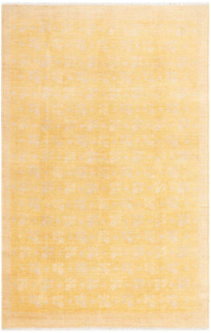 Yellow 3' 11 x 5' 11 Boutique Rectangle Area Rug Chenille Polyester Cotton Traditional Oriental Inspired Classical Carpet for Living Rooms Dining Office Space Interior Design for Sale at Rug Engine