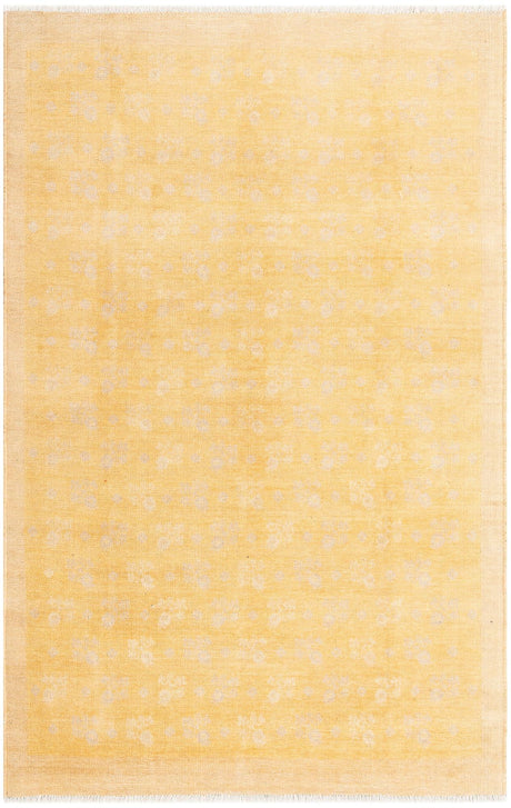 Yellow 3' 11 x 5' 11 Boutique Rectangle Area Rug Chenille Polyester Cotton Traditional Oriental Inspired Classical Carpet for Living Rooms Dining Office Space Interior Design for Sale at Rug Engine