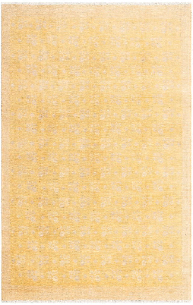 Yellow 3' 11 x 5' 11 Boutique Rectangle Area Rug Chenille Polyester Cotton Traditional Oriental Inspired Classical Carpet for Living Rooms Dining Office Space Interior Design for Sale at Rug Engine