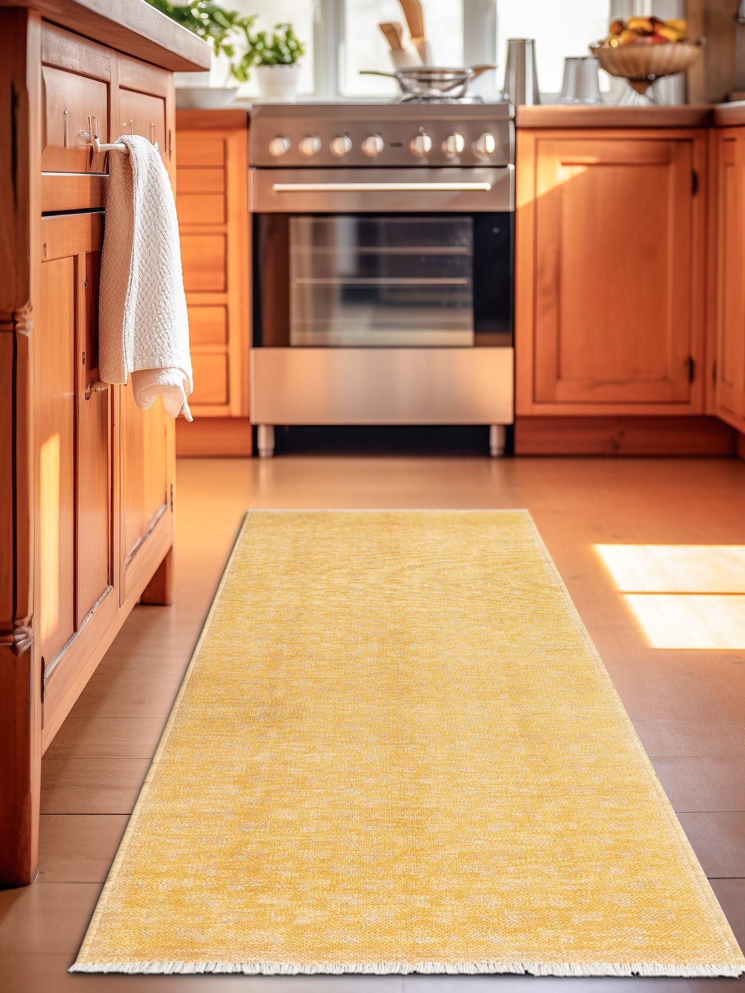 Yellow 3' 3 x 11' 10 Boutique Runner Area Rug Chenille Polyester Cotton Traditional Oriental Inspired Classical Carpet for Living Rooms Dining Office Space Interior Design for Sale at Rug Engine