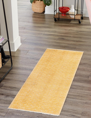 Yellow 3' 3 x 11' 10 Boutique Runner Area Rug Chenille Polyester Cotton Traditional Oriental Inspired Classical Carpet for Living Rooms Dining Office Space Interior Design for Sale at Rug Engine