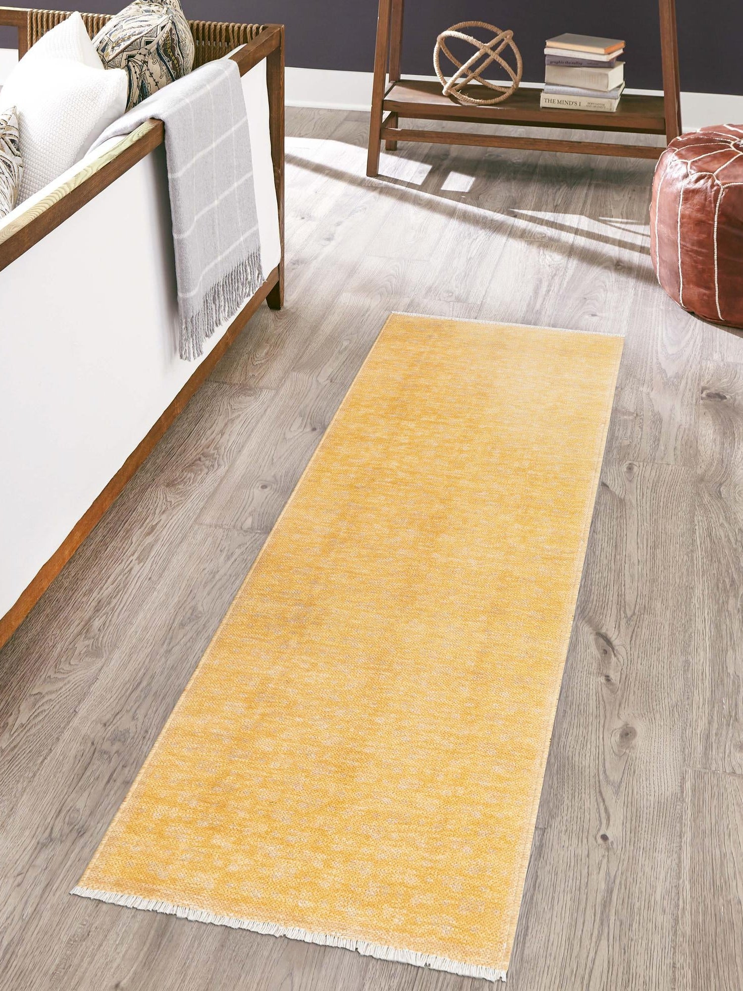 Yellow 3' 3 x 11' 10 Boutique Runner Area Rug Chenille Polyester Cotton Traditional Oriental Inspired Classical Carpet for Living Rooms Dining Office Space Interior Design for Sale at Rug Engine