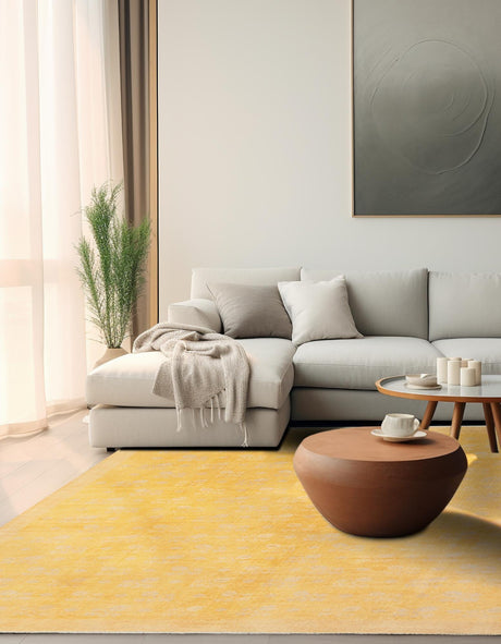 Yellow 7' 9 x 7' 9 Boutique Square Area Rug Chenille Polyester Cotton Traditional Oriental Inspired Classical Carpet for Living Rooms Dining Office Space Interior Design for Sale at Rug Engine