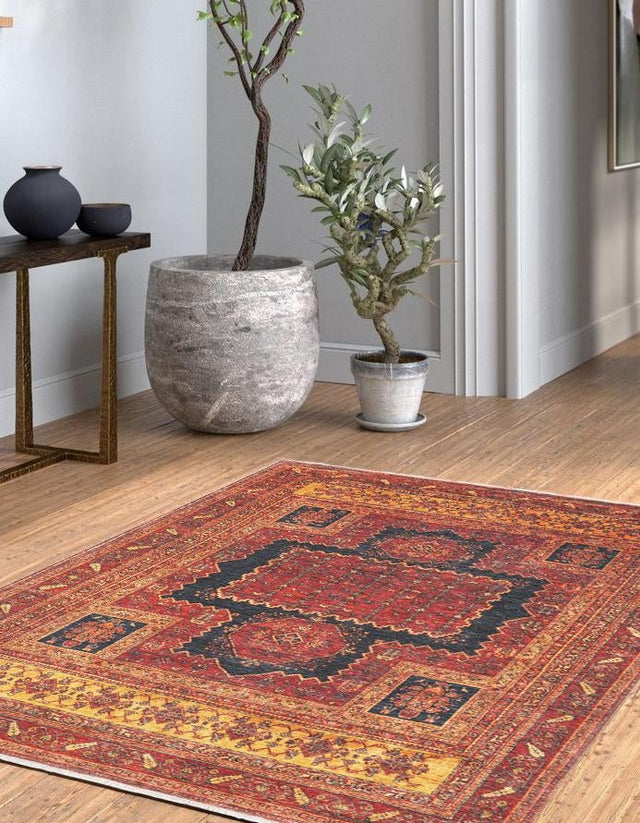 Rust Red 9' x 11' 10 Boutique Rectangle Area Rug Chenille Polyester Cotton Traditional Oriental Inspired Classical Carpet for Living Rooms Dining Office Space Interior Design for Sale at Rug Engine