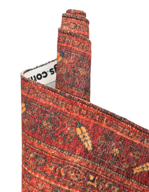 Rust Red 6' 1 x 9' Boutique Rectangle Area Rug Chenille Polyester Cotton Traditional Oriental Inspired Classical Carpet for Living Rooms Dining Office Space Interior Design for Sale at Rug Engine