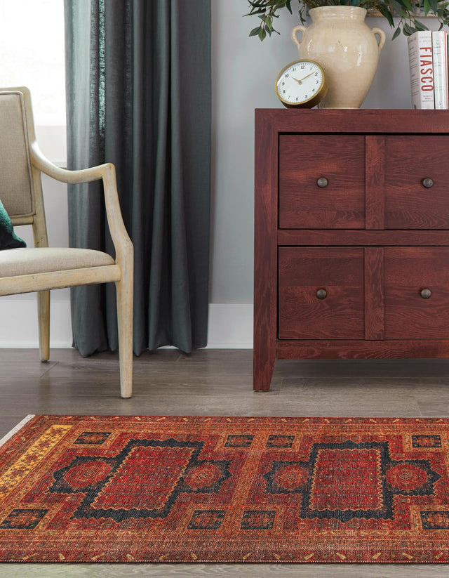 Rust Red 2' x 6' 1 Boutique Runner Area Rug Chenille Polyester Cotton Traditional Oriental Inspired Classical Carpet for Living Rooms Dining Office Space Interior Design for Sale at Rug Engine