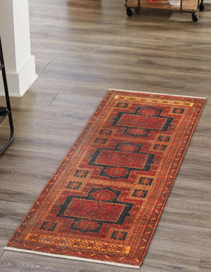 Rust Red 3' 3 x 11' 10 Boutique Runner Area Rug Chenille Polyester Cotton Traditional Oriental Inspired Classical Carpet for Living Rooms Dining Office Space Interior Design for Sale at Rug Engine