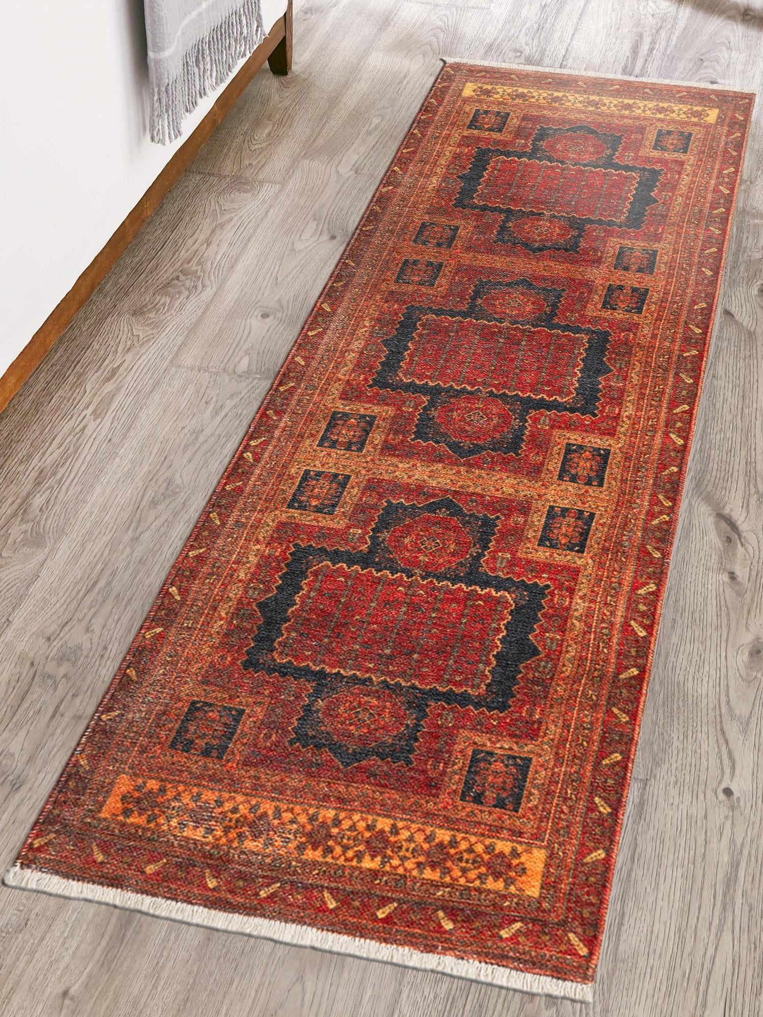Rust Red 2' x 6' 1 Boutique Runner Area Rug Chenille Polyester Cotton Traditional Oriental Inspired Classical Carpet for Living Rooms Dining Office Space Interior Design for Sale at Rug Engine