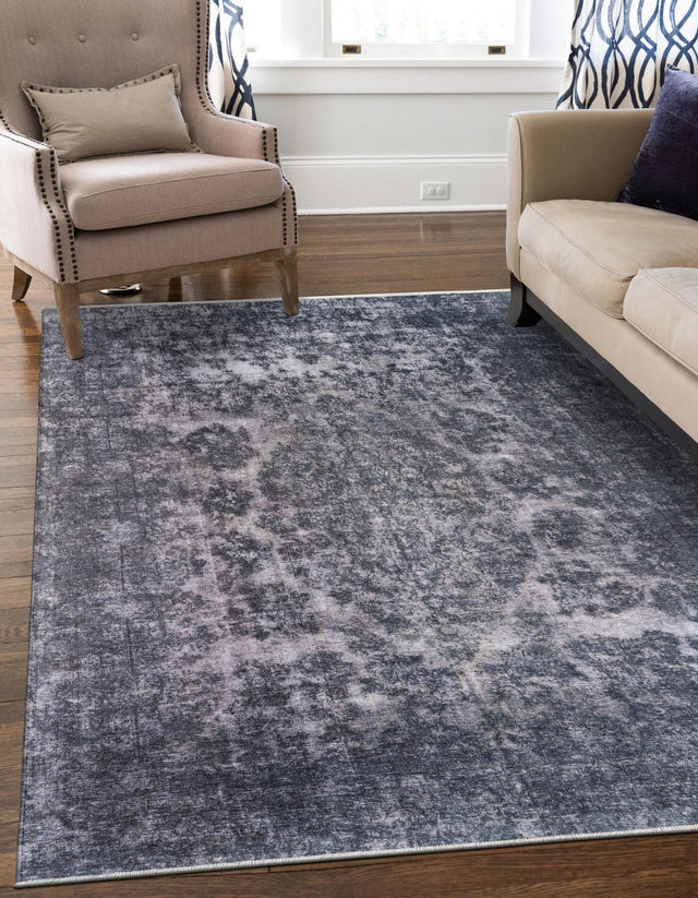 Gray and Blue 7' 10 x 10' Boutique Rectangle Area Rug Chenille Polyester Cotton Traditional Oriental Inspired Classical Carpet for Living Rooms Dining Office Space Interior Design for Sale at Rug Engine