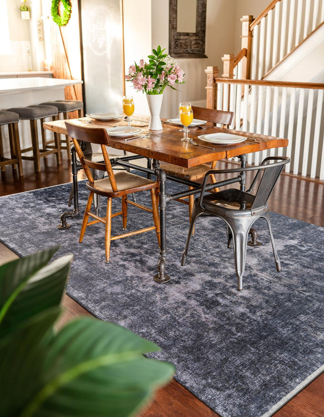 Gray and Blue 9' x 11' 10 Boutique Rectangle Area Rug Chenille Polyester Cotton Traditional Oriental Inspired Classical Carpet for Living Rooms Dining Office Space Interior Design for Sale at Rug Engine