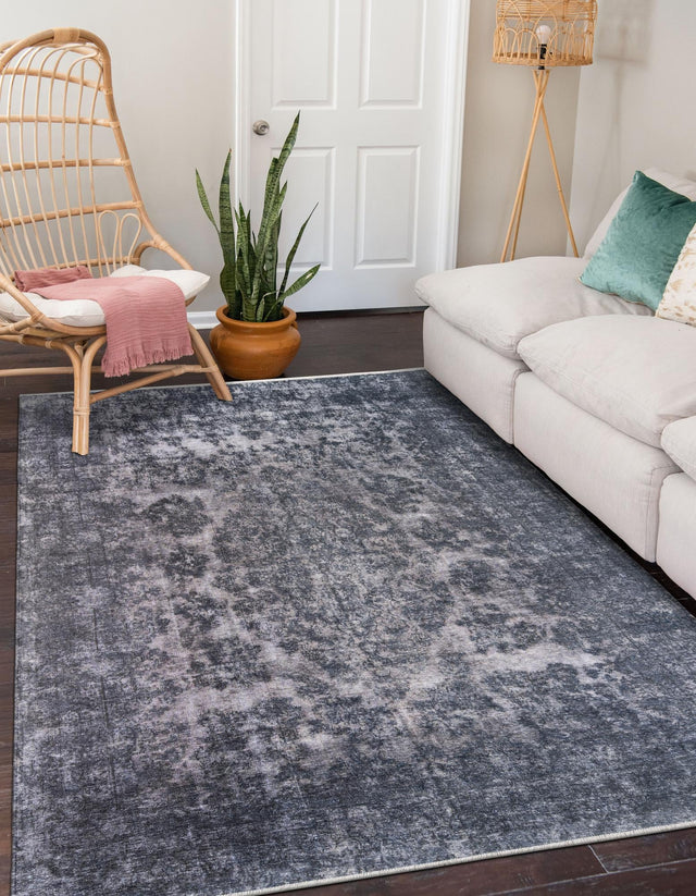 Gray and Blue 2' x 3' 1 Boutique Rectangle Area Rug Chenille Polyester Cotton Traditional Oriental Inspired Classical Carpet for Living Rooms Dining Office Space Interior Design for Sale at Rug Engine