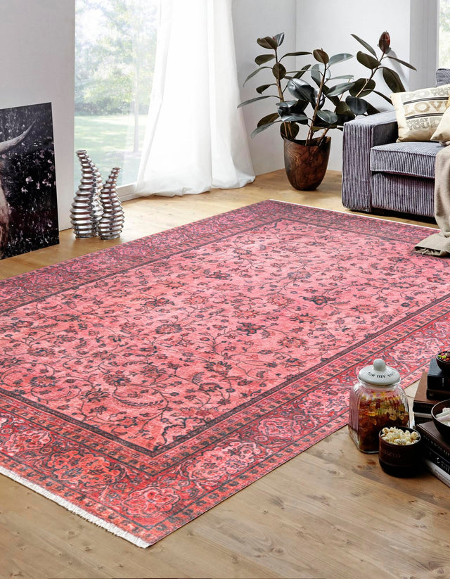 Antique Red 7' 10 x 10' Boutique Rectangle Area Rug Chenille Polyester Cotton Traditional Oriental Inspired Classical Carpet for Living Rooms Dining Office Space Interior Design for Sale at Rug Engine