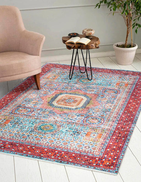 Multicolor 5' 1 x 7' 10 Boutique Rectangle Area Rug Chenille Polyester Cotton Traditional Oriental Inspired Classical Carpet for Living Rooms Dining Office Space Interior Design for Sale at Rug Engine