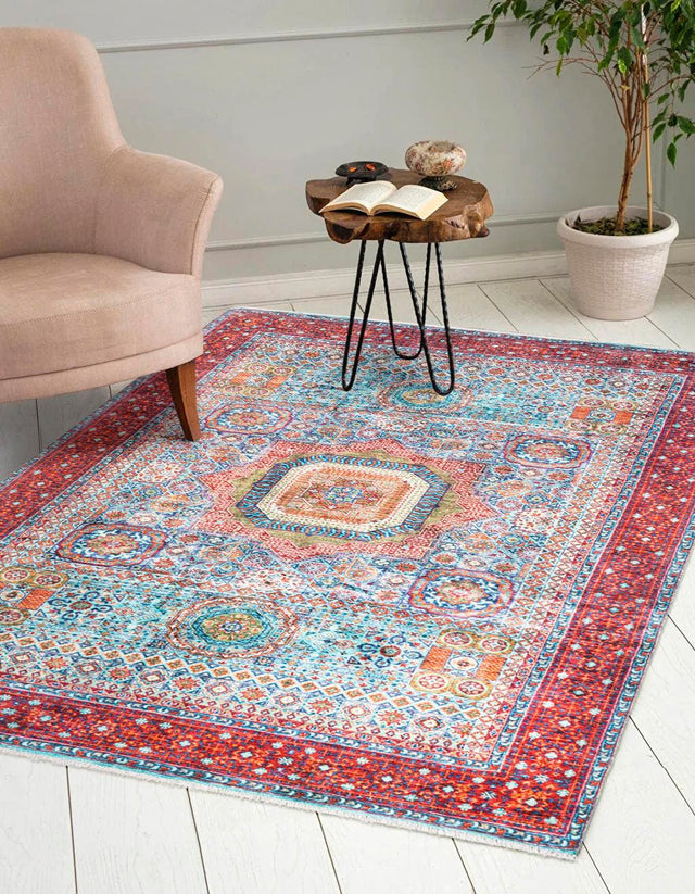 Multicolor 6' 1 x 9' Boutique Rectangle Area Rug Chenille Polyester Cotton Traditional Oriental Inspired Classical Carpet for Living Rooms Dining Office Space Interior Design for Sale at Rug Engine
