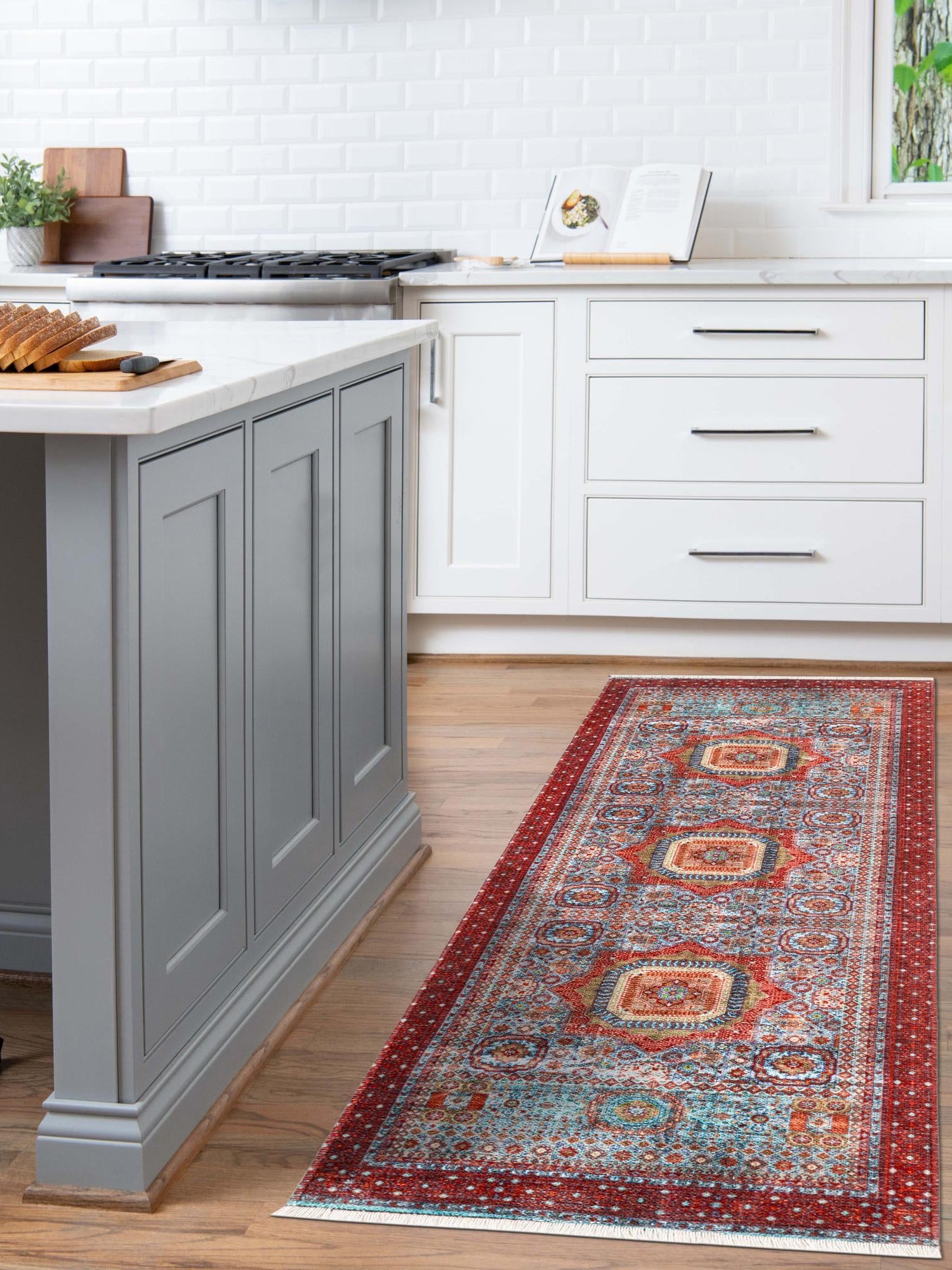 Multicolor 3' 3 x 11' 10 Boutique Runner Area Rug Chenille Polyester Cotton Traditional Oriental Inspired Classical Carpet for Living Rooms Dining Office Space Interior Design for Sale at Rug Engine