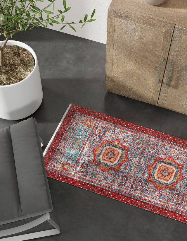 Multicolor 2' x 5' 1 Boutique Runner Area Rug Chenille Polyester Cotton Traditional Oriental Inspired Classical Carpet for Living Rooms Dining Office Space Interior Design for Sale at Rug Engine