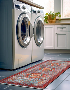 Multicolor 2' x 6' 1 Boutique Runner Area Rug Chenille Polyester Cotton Traditional Oriental Inspired Classical Carpet for Living Rooms Dining Office Space Interior Design for Sale at Rug Engine