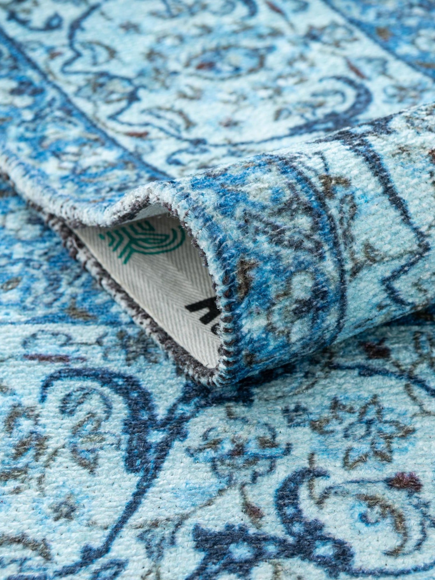 Blue 3' 11 x 5' 11 Boutique Rectangle Area Rug Chenille Polyester Cotton Traditional Oriental Inspired Classical Carpet for Living Rooms Dining Office Space Interior Design for Sale at Rug Engine