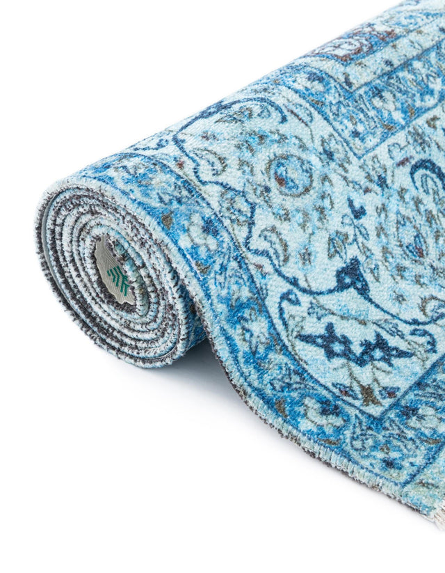 Blue 2' x 8' Boutique Runner Area Rug Chenille Polyester Cotton Traditional Oriental Inspired Classical Carpet for Living Rooms Dining Office Space Interior Design for Sale at Rug Engine